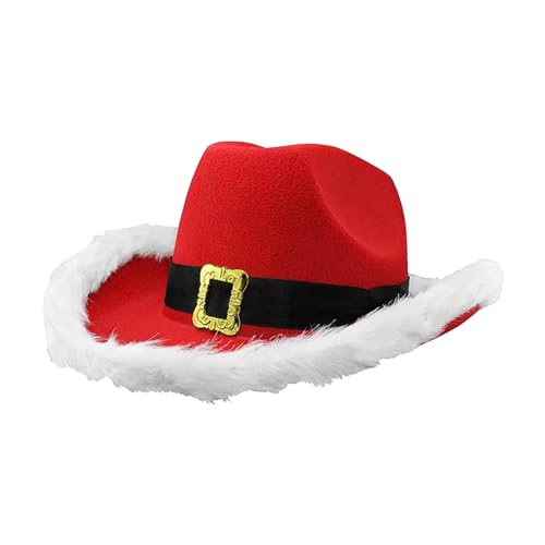 JISADER Weihnachts-Cowgirl-Hut, Weihnachtsmann-Mütze, langlebig, breite Krempe, Weihnachts-Cowgirl-Hut, Weihnachtsmann, Western-Hut für Geschenk, Verkleidung, von JISADER