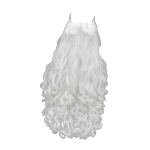 JISADER Weihnachtsmann-Perücke und Bart, Weihnachten, Cosplay, lustiges Kostümzubehör, lockiges Haar, Perücke, Weihnachtsmann-Perücke, Bart für Mottopartys, Bart 60cm von JISADER