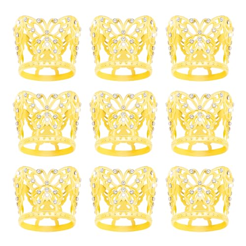 9 Stücke Krone Kuchen Topper, Prinzessin Kleine Krone Herzförmige Diamant Legierung Krone, Mini Krone Kindergeburtstag Kuchen Backen Dekoration Papier Cup Kuchen Dekoration (Gold Schmetterling Krone) von JITINX