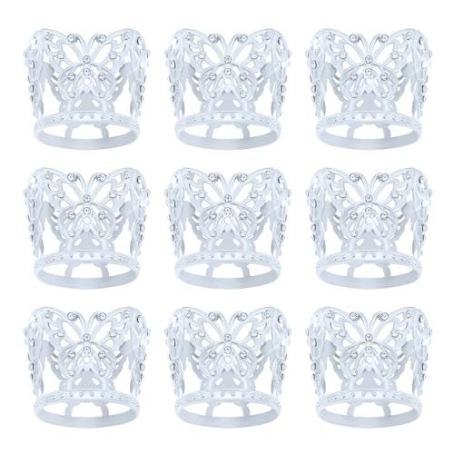 9 Stücke Krone Kuchen Topper, Prinzessin Kleine Krone Herzförmige Diamant Legierung Krone, Mini Krone Kindergeburtstag Kuchen Backen Dekoration Papier Cup Kuchen Dekoration (Silber Schmetterling von JITINX