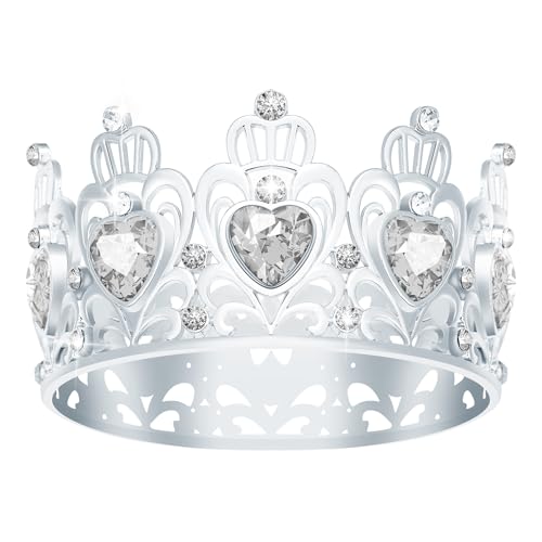 Kuchenkrone, Prinzessin Kleine Krone Herzförmige Diamantkrone, Blumenstrauß Zubehör Kronen, Mini Krone Kindergeburtstag Kuchen Backen Dekoration Papier Cup Kuchen Dekoration (Mini Silber Weiß) von JITINX
