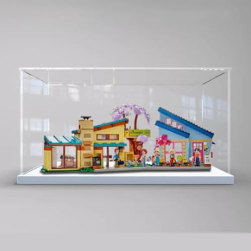 Acryl-Displaybox Kompatibel mit Lego 42620 Schräges Baumhausmodell, schützende, staubdichte Displaybox Geschenkmodell, transparente Vitrine (nur Displaybox) (weißer Boden) von JIULIN