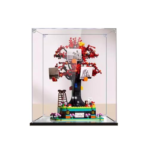 Acryl-Displaybox kompatibel mit Lego 21346 Stammbaummodell, schützende, staubdichte Displaybox Geschenkmodell, transparente Vitrine (nur Displaybox) (Spiegel (3 mm dick)) von JIULIN