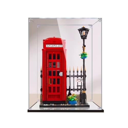 Acryl-Displaybox kompatibel mit Lego 21347 London Red Telefonzelle Modell, schützende, staubdichte Displaybox Geschenkmodell, transparente Vitrine (nur Displaybox) (Spiegel (3 mm dick)) von JIULIN