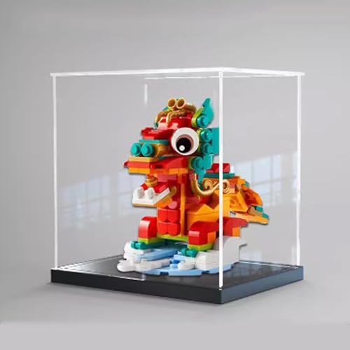 Acryl-Displaybox kompatibel mit Lego 40611 Chinesisches Neujahr Limited Edition Sternzeichen Drache Modell, staubdichte Displaybox Geschenkmodell, transparente Vitrine (nur Displaybox) (schwarzer von JIULIN