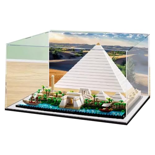 Acryl-Vitrine Box Kompatibel Lego 21058 Ägyptische Pyramiden Modell, Schutz, Staubdichte Vitrine Geschenkmodell, Transparent, Kompatibel mit Lego (nur Vitrine) von JIULIN