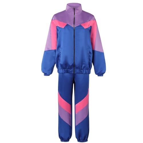 JIULINGHOU 80er 90er Jahre Trainingsanzug Kostüm Retro Hip Hop Outfit Track Suit Windbreaker Set Kostüm Halloween Party von JIULINGHOU