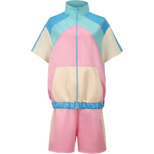 JIULINGHOU 80er Jahre Trainingsanzug Kostüme 80er 90er Jahre Outfit Vintage Windbreaker Jacke Trainingsanzug Disco Outfits Workout Set von JIULINGHOU