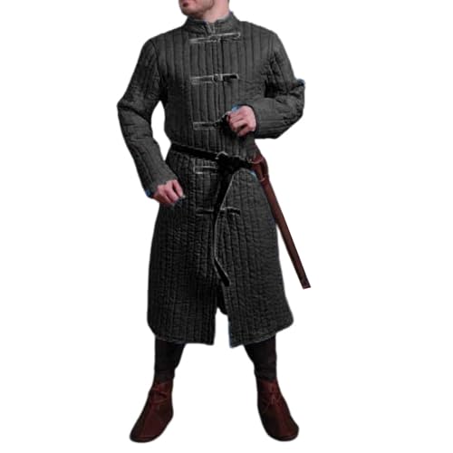 JIULINGHOU Herren Retro-Mittelalter-Jacke, Steampunk-Rüstung, Baumwollmantel, Wikinger-Krieger, Mantel, Halloween-Party, Uniform, kein Gürtel von JIULINGHOU