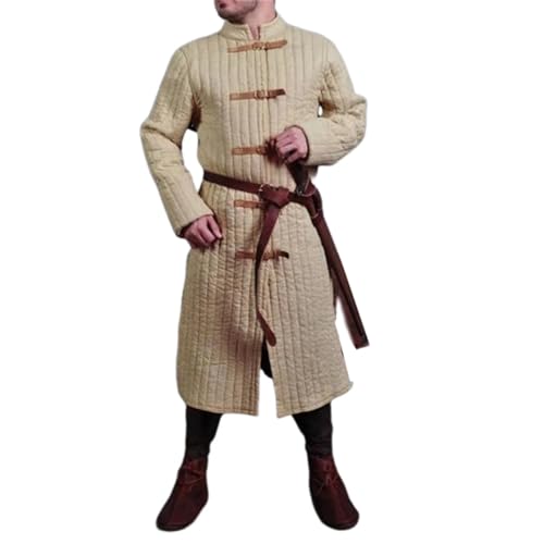 JIULINGHOU Herren Retro-Mittelalter-Jacke, Steampunk-Rüstung, Baumwollmantel, Wikinger-Krieger, Mantel, Halloween-Party, Uniform, kein Gürtel von JIULINGHOU
