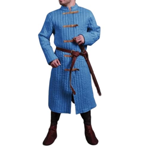 JIULINGHOU Herren Retro Mittelalter Jacke Steampunk Rüstung Baumwolle Mantel Wikinger Krieger Mantel Halloween Party Uniform Kein Gürtel, blau, M JIULINGHOU Herren Retro Mittelalter Jacke Steampunk Rüstung Baumwolle Mantel Wikinger Krieger Mantel Halloween Party Uniform Kein Gürtel, blau, M von JIULINGHOU