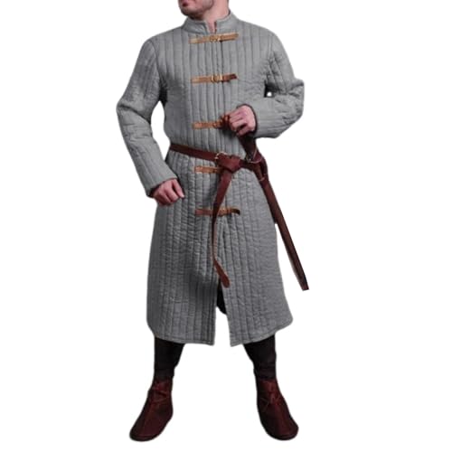 JIULINGHOU Herren Retro Mittelalter Jacke Steampunk Rüstung Baumwolle Mantel Wikinger Krieger Mantel Halloween Party Uniform Kein Gürtel, grau, M JIULINGHOU Herren Retro Mittelalter Jacke Steampunk Rüstung Baumwolle Mantel Wikinger Krieger Mantel Halloween Party Uniform Kein Gürtel, grau, M von JIULINGHOU