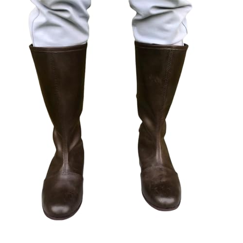 JIULINGHOU Mittelalterliche Lederstiefel mit 3 Schnallen, Renaissance-Ritterschuhe, Herren, Wikinger, Pirat, Wade, Stiefel, Halloween, Cosplay, Requisite JIULINGHOU Mittelalterliche Lederstiefel mit 3 Schnallen, Renaissance-Ritterschuhe, Herren, Wikinger, Pirat, Wade, Stiefel, Halloween, Cosplay, Requisite von JIULINGHOU