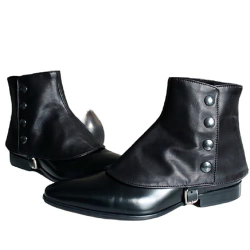 JIULINGHOU Mittelalterliche Piraten-Stiefelüberzüge, PU-Wildleder, gefrostet, kurze Gamaschen, Wikinger-Krieger, Retro-Schuhe von JIULINGHOU