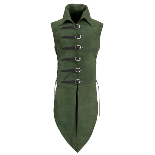 JIULINGHOU Mittelalterlicher Revers, Frack, Lederschnalle, Gothic, ärmellos, Renaissance-Kordelzug, Mantel, Halloween-Kostüm JIULINGHOU Mittelalterlicher Revers, Frack, Lederschnalle, Gothic, ärmellos, Renaissance-Kordelzug, Mantel, Halloween-Kostüm von JIULINGHOU