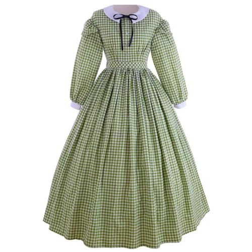 JIULINGHOU Pioneer Kleid Damen Bürgerkrieg Kleid Regency Kostüm Kolonial Prärie Kleid 1860er Jahre Bürgerkrieg Ballkleid Kostüm von JIULINGHOU