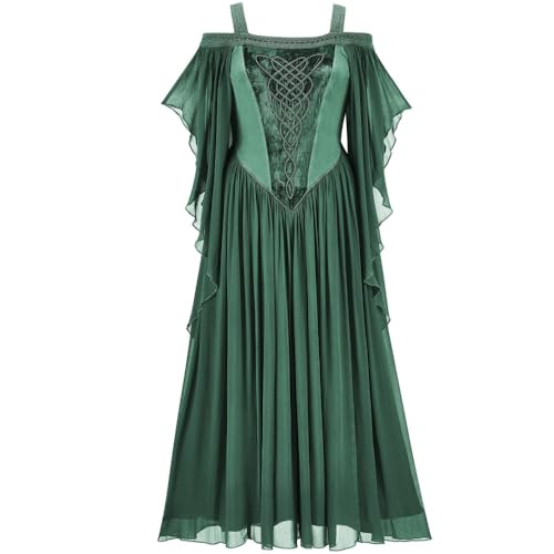JIULINGHOU Retro-Samt-Neckholder-Kleid, Mittelalter-Kleid für Damen, viktorianisches Renaissance-Kostüm von JIULINGHOU