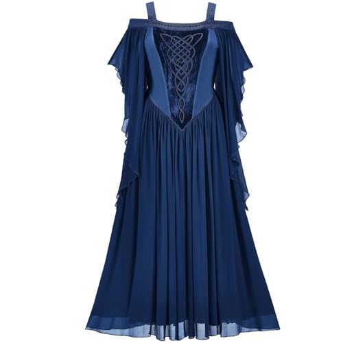 JIULINGHOU Samt-Neckholder-Kleid, Mittelalter-Kleid für Damen, viktorianisches Renaissance-Kostüm von JIULINGHOU