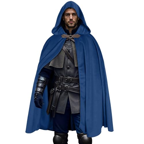 JIURUN Halloween-Kostüm, Renaissance-Umhang mit Kapuze, mittelalterlicher Hobbit, Samt-Umhang mit Kapuze, Cosplay-Umhang für Männer und Frauen, Blau, Standard JIURUN Halloween-Kostüm, Renaissance-Umhang mit Kapuze, mittelalterlicher Hobbit, Samt-Umhang mit Kapuze, Cosplay-Umhang für Männer und Frauen, Blau, Standard von JIURUN