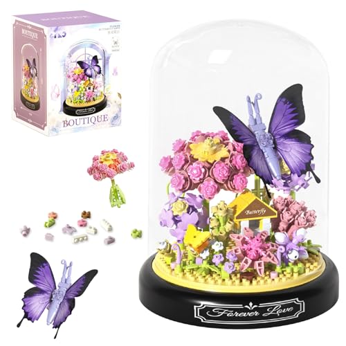 JIUTONG Blumenstrauß-Bauset für Erwachsene, 582-teilig, Tiere, Blumen, botanische Kollektion, Mini-Baustein-Set mit Staubschutz, Schmetterling, Wildblume, Bonzai, Bauspielzeug für Mädchen und Frauen JIUTONG Blumenstrauß-Bauset für Erwachsene, 582-teilig, Tiere, Blumen, botanische Kollektion, Mini-Baustein-Set mit Staubschutz, Schmetterling, Wildblume, Bonzai, Bauspielzeug für Mädchen und Frauen von JIUTONG
