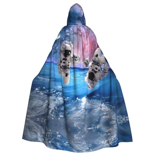 JIUTY Astronauta Planet Printing Maskerade, Erwachsenenumhang, wirtschaftlicher Kapuzenumhang, 140 cm lang, perfekt für Halloween-Partys, Tänze von JIUTY