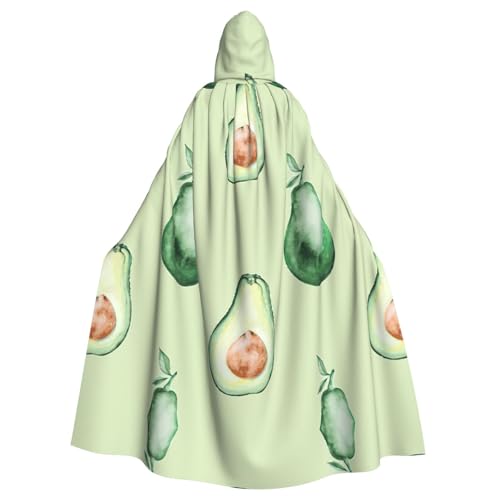 JIUTY Avocado-Muster, Maskerade für Erwachsene, wirtschaftlicher Kapuzenumhang, 140 cm lang, perfekt für Halloween-Partys, Tänze von JIUTY
