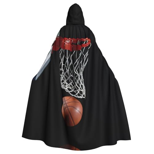 JIUTY Basketball-Druck, Maskerade, wirtschaftlicher Kapuzenumhang für Erwachsene, 140 cm lang, perfekt für Halloween-Partys, Tänze von JIUTY