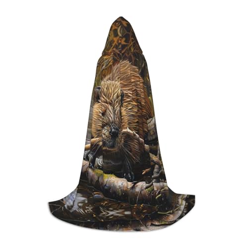 JIUTY Beaver Working Halloween Hoodies Robe Cosplay Capes Party Props Hooded Cape Cloak Carnivals Accessoire für Party von JIUTY