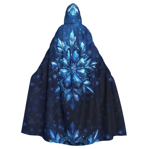 JIUTY Blauer Weihnachtsumhang mit Schneeflocke, Unisex, Umhang für Halloween, Weihnachten, Vampir, Hexe, Umhang, Kostüme, Partyumhang von JIUTY