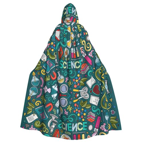JIUTY Cartoon-Wissenschaftsmaskerade, Erwachsenen-Umhang mit Kapuze, 140 cm lang, perfekt für Halloween-Partys, Tänze von JIUTY