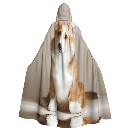 JIUTY Corgi Hunde-Maskerade, Erwachsenen-Umhang mit Kapuze, 140 cm lang, perfekt für Halloween-Partys, Tänze von JIUTY