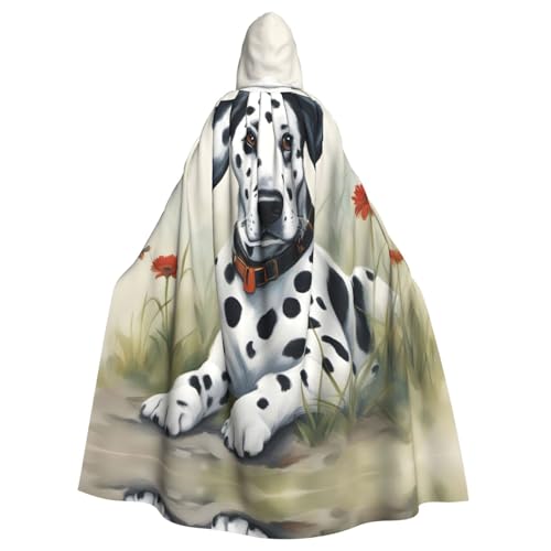 JIUTY Dalmatiner-Maskerade, wirtschaftlicher Kapuzenumhang für Erwachsene, 140 cm lang, perfekt für Halloween-Partys, Tänze von JIUTY