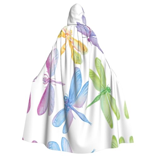 JIUTY Dragonfly Drawing Printing Maskerade, Erwachsenenumhang, wirtschaftlicher Kapuzenumhang, 140 cm lang, perfekt für Halloween-Partys, Tänze von JIUTY