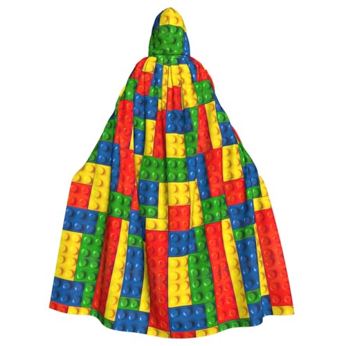 JIUTY Farbenfroher Ziegeldruck-Maskerade, wirtschaftlicher Kapuzenumhang für Erwachsene, 140 cm lang, perfekt für Halloween-Partys, Tänze von JIUTY