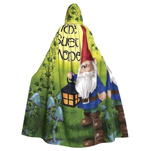 JIUTY Farbenfroher Zwergen-Druck, Maskerade für Erwachsene, wirtschaftlicher Kapuzenumhang, 140 cm lang, perfekt für Halloween-Partys, Tänze von JIUTY