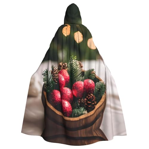 JIUTY Frohe Weihnachten bedruckter Maskerade, wirtschaftlicher Kapuzenumhang für Erwachsene, 140 cm lang, perfekt für Halloween-Partys, Tänze von JIUTY