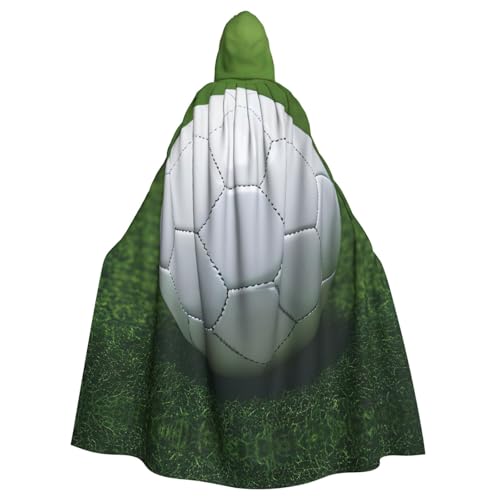 JIUTY Fußball-Sportball-Druck, Maskerade für Erwachsene, wirtschaftlicher Kapuzenumhang, 140 cm lang, perfekt für Halloween-Partys, Tänze von JIUTY