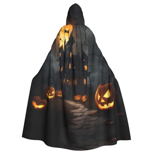 JIUTY Halloween-Horror-Druck, Maskerade für Erwachsene, wirtschaftlicher Kapuzenumhang, 140 cm lang, perfekt für Halloween-Partys, Tänze von JIUTY
