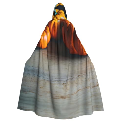 JIUTY Herbst-Kürbis-Maskerade, Erwachsenen-Umhang mit Kapuze, 140 cm lang, perfekt für Halloween-Partys, Tänze von JIUTY