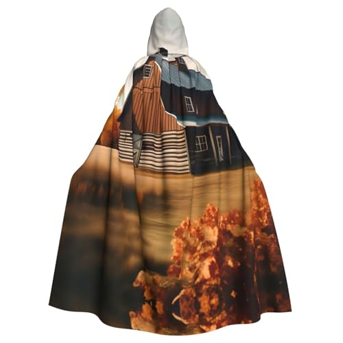 JIUTY Herbstland-Scheunen-Druck, Erwachsenen-Umhang mit Kapuze, 140 cm lang, perfekt für Halloween-Partys, Tänze JIUTY Herbstland-Scheunen-Druck, Erwachsenen-Umhang mit Kapuze, 140 cm lang, perfekt für Halloween-Partys, Tänze von JIUTY