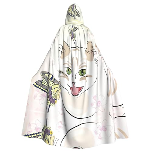 JIUTY Katzendruck-Maskerade, wirtschaftlicher Kapuzenumhang für Erwachsene, 140 cm lang, perfekt für Halloween-Partys, Tänze JIUTY Katzendruck-Maskerade, wirtschaftlicher Kapuzenumhang für Erwachsene, 140 cm lang, perfekt für Halloween-Partys, Tänze von JIUTY