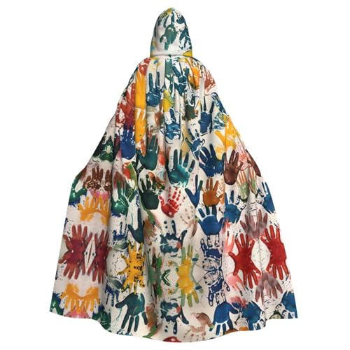 JIUTY Kinder-Umhang mit Handabdruck, Uni, Umhang mit Kapuze, Halloween, Weihnachten, Vampir, Hexe, Kostüme, Party-Umhang von JIUTY