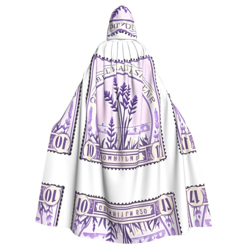 JIUTY Lavendel-Stempeldruck, Maskerade, wirtschaftlicher Kapuzenumhang für Erwachsene, 140 cm lang, perfekt für Halloween-Partys, Tänze von JIUTY