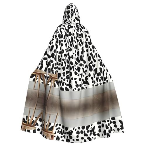 JIUTY Leopardenmuster, Tapetendruck, Maskerade, wirtschaftlicher Kapuzenumhang für Erwachsene, 140 cm lang, perfekt für Halloween-Partys, Tänze von JIUTY