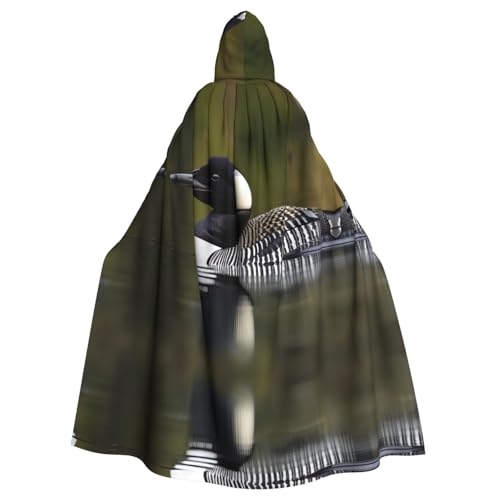 JIUTY Loon Nature Maskerade mit Vogeldruck, für Erwachsene, wirtschaftlicher Kapuzenumhang, 140 cm lang, perfekt für Halloween-Partys, Tänze von JIUTY