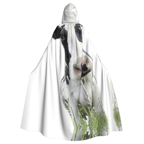 JIUTY Lustiger Kuhkopf-Maskerade mit Tiermotiv, für Erwachsene, wirtschaftlicher Umhang mit Kapuze, 140 cm lang, perfekt für Halloween-Partys, Tänze von JIUTY