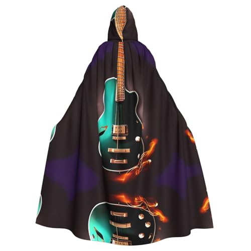 JIUTY Maskerade mit Gitarrendruck, für Erwachsene, wirtschaftlicher Umhang mit Kapuze, 140 cm lang, perfekt für Halloween-Partys, Tänze JIUTY Maskerade mit Gitarrendruck, für Erwachsene, wirtschaftlicher Umhang mit Kapuze, 140 cm lang, perfekt für Halloween-Partys, Tänze von JIUTY