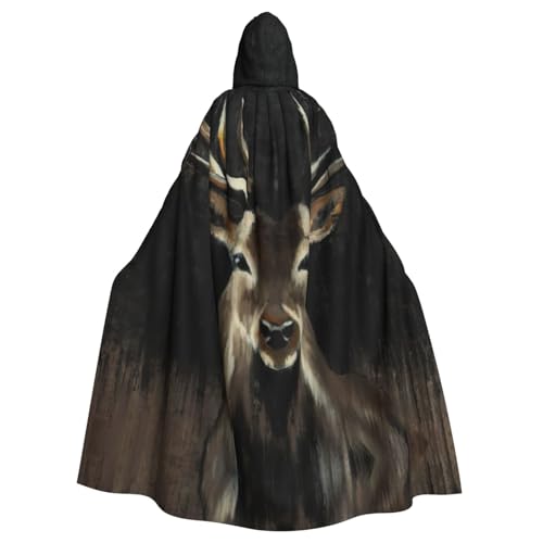 JIUTY Maskerade mit Hirschdruck, für Erwachsene, wirtschaftlicher Kapuzenumhang, 140 cm lang, perfekt für Halloween-Partys, Tänze JIUTY Maskerade mit Hirschdruck, für Erwachsene, wirtschaftlicher Kapuzenumhang, 140 cm lang, perfekt für Halloween-Partys, Tänze von JIUTY