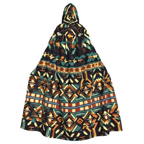 JIUTY Maskerade mit Indianer-Muster, wirtschaftlicher Kapuzenumhang für Erwachsene, 140 cm lang, perfekt für Halloween-Partys, Tänze von JIUTY
