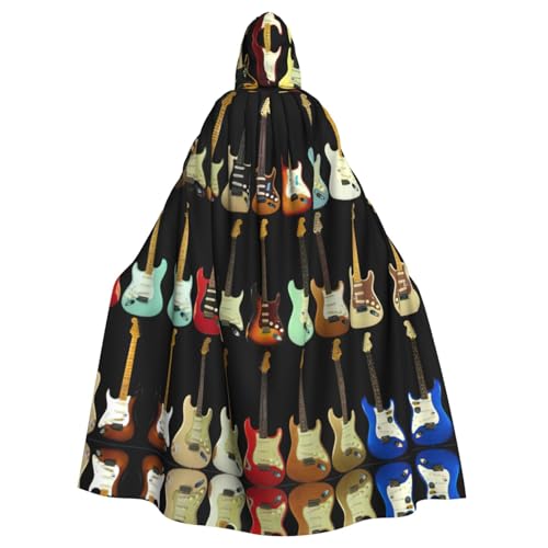 JIUTY Maskerade mit Kunstgitarre, für Erwachsene, wirtschaftlicher Kapuzenumhang, 140 cm lang, perfekt für Halloween-Partys, Tänze von JIUTY